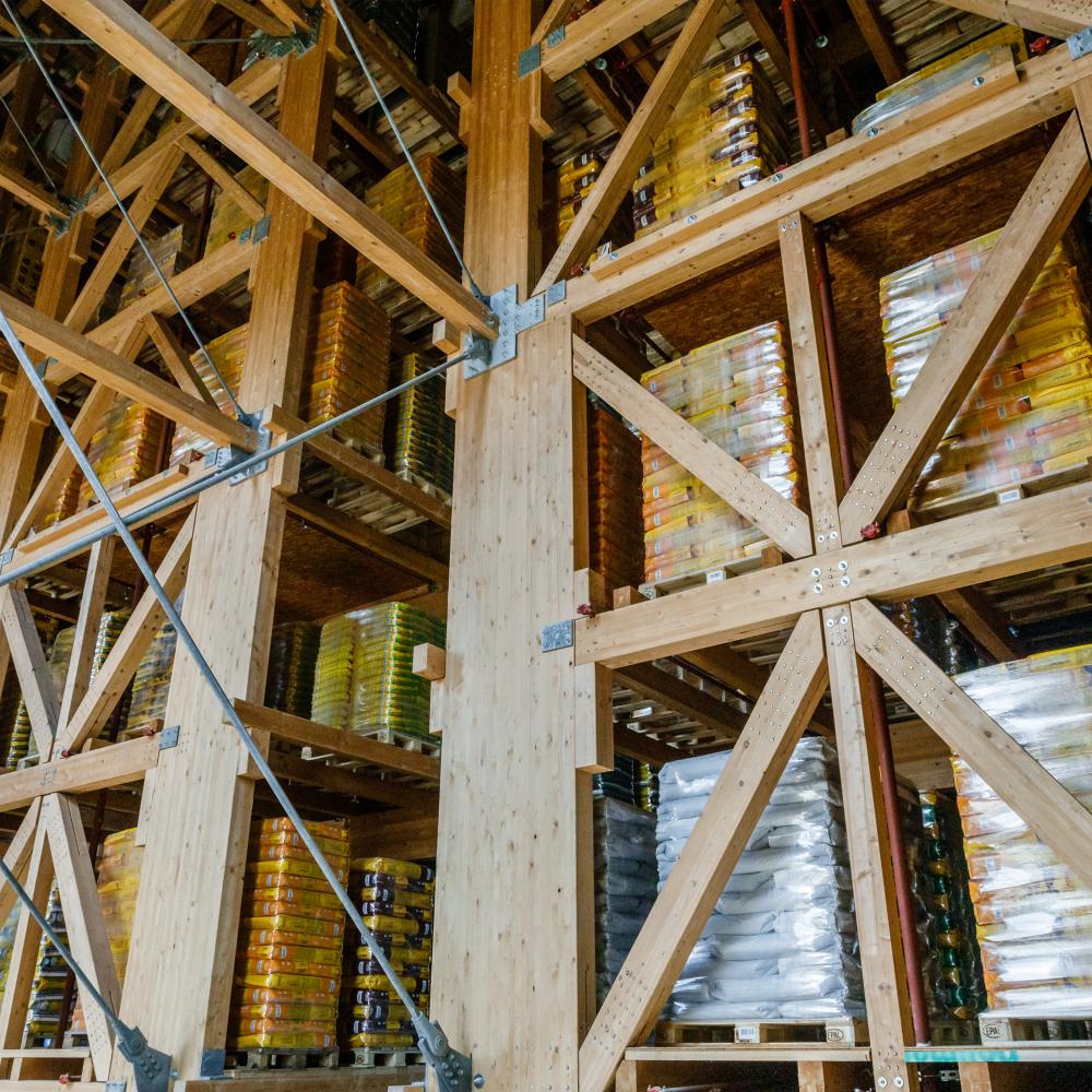 Holz-Hochregallager